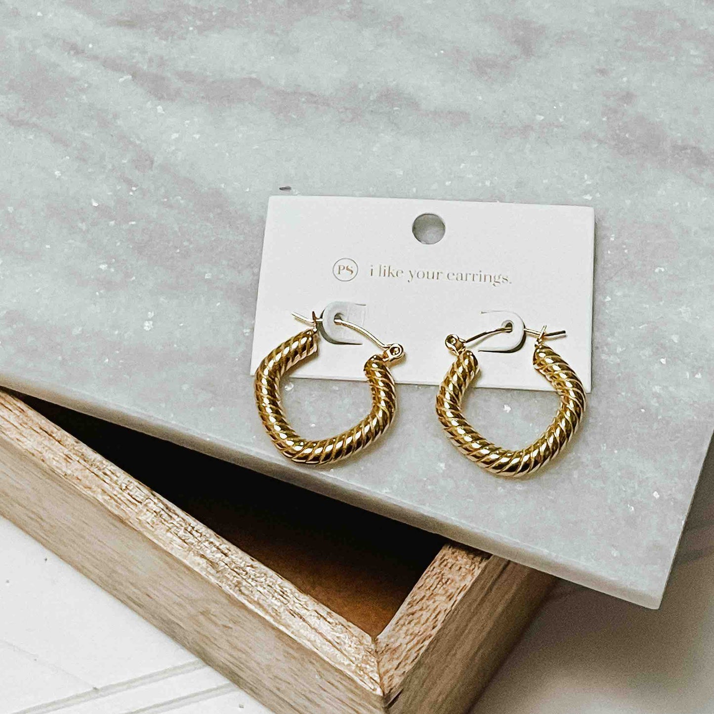 Textured Hoop Earrings - WATERPROOF