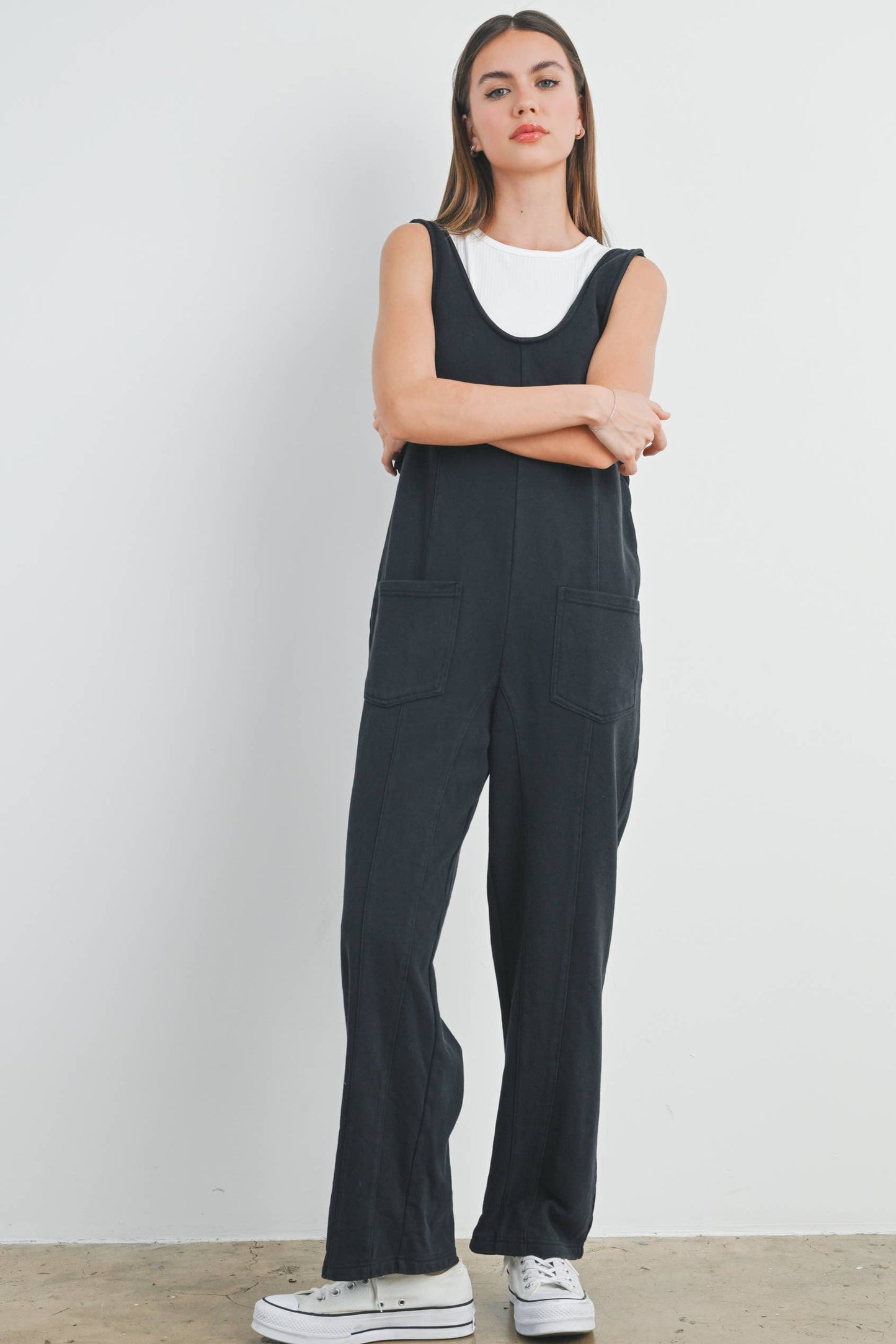 Sleeveless Jumpsuit with Pockets