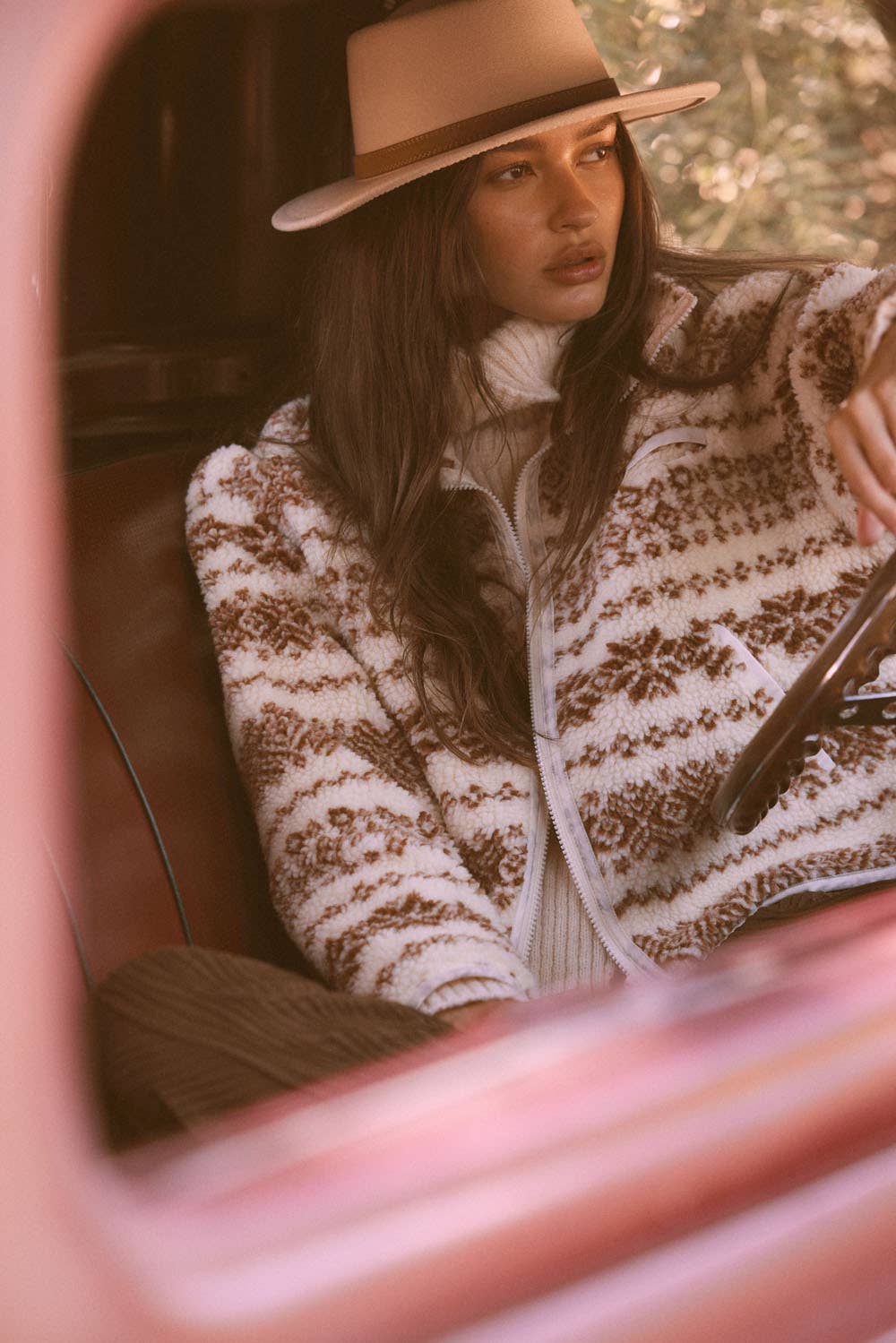Alpine Print Sherpa Fleece Jacket