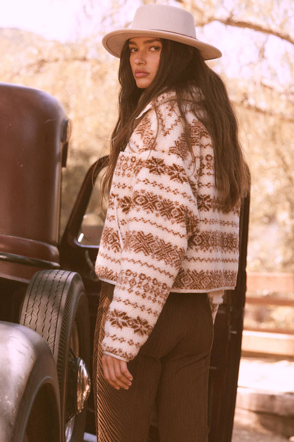Alpine Print Sherpa Fleece Jacket