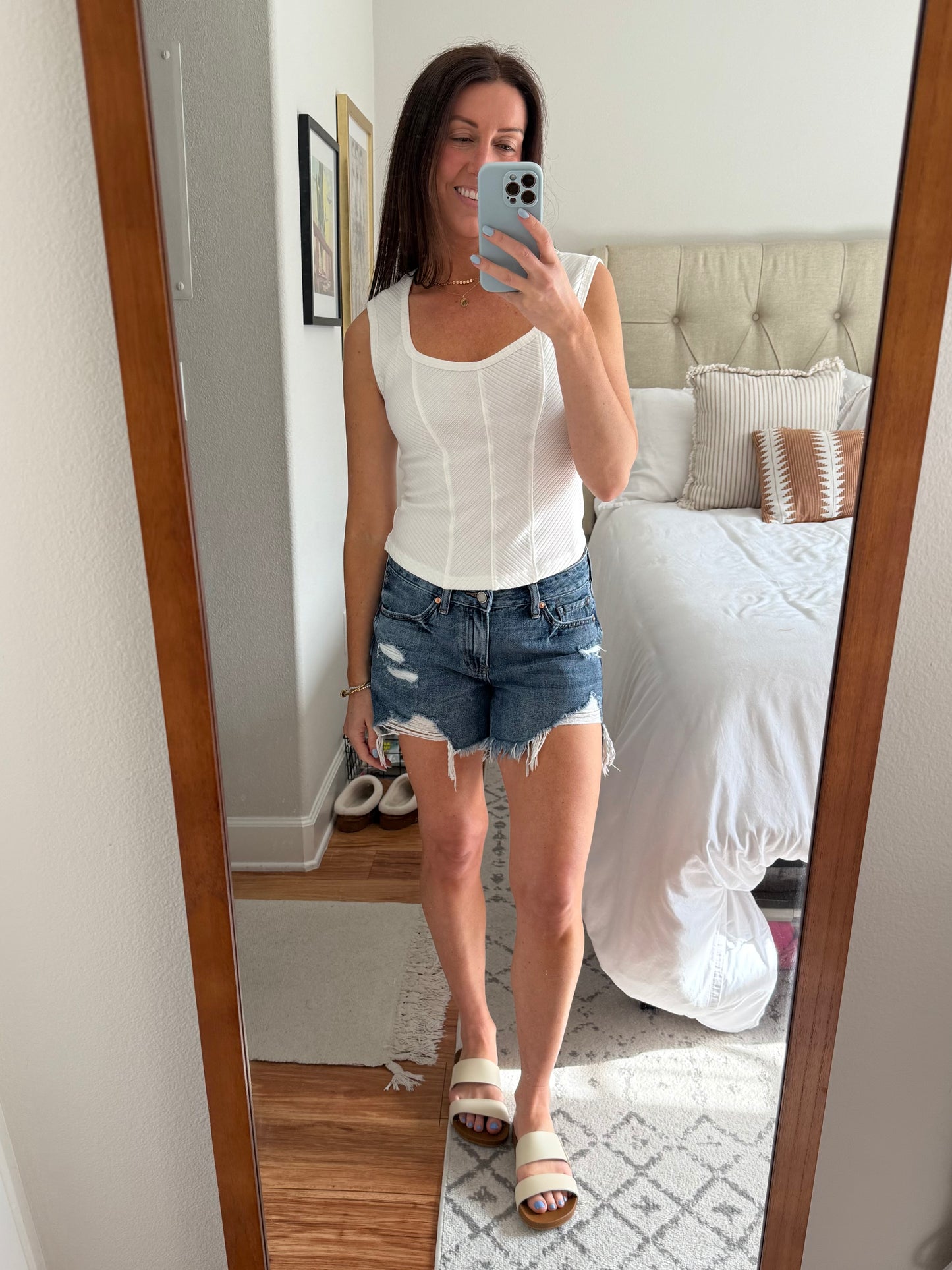 Adelle Sweetheart Neck Tank White