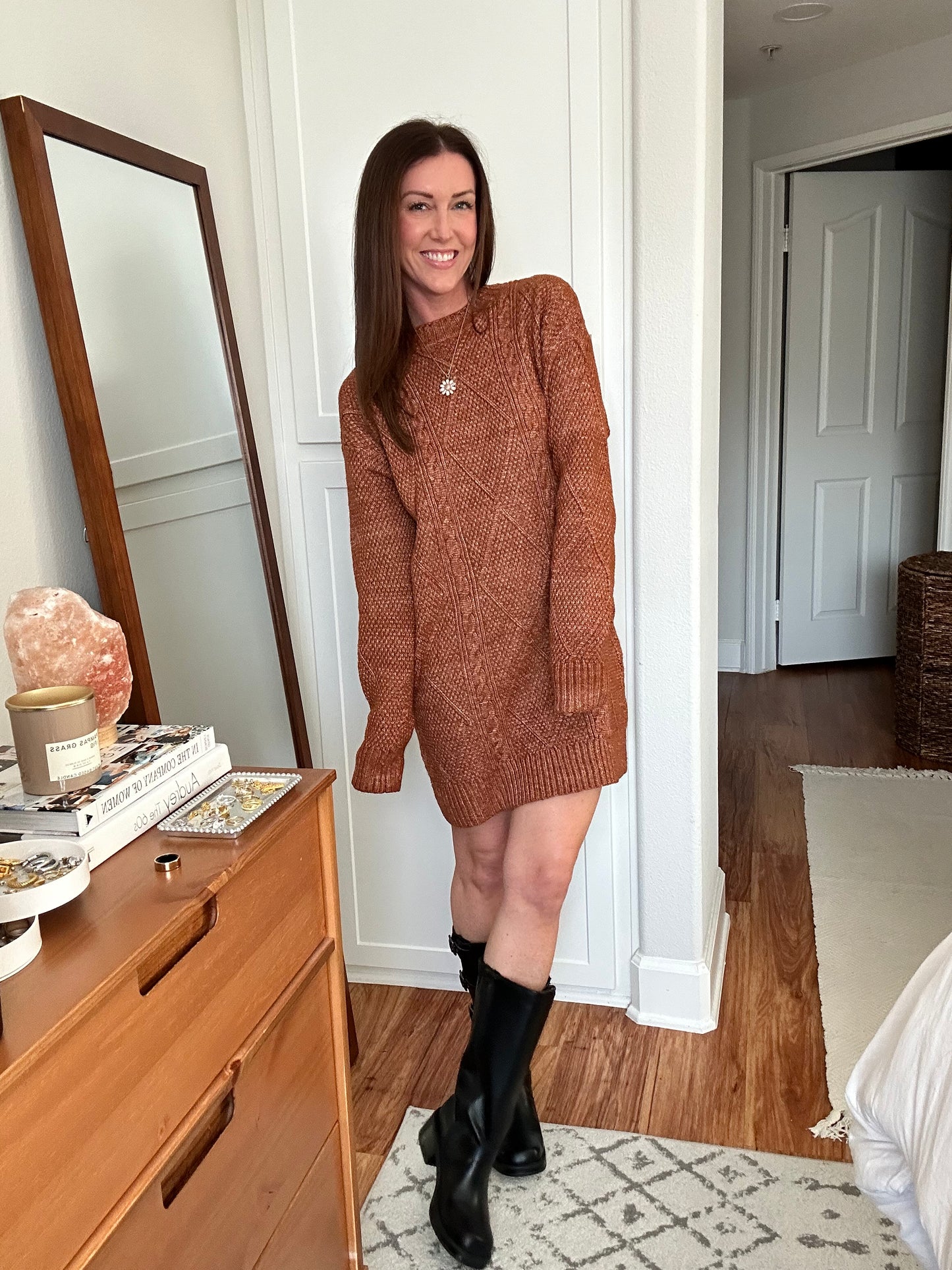 Cable Knit Sweater Dress (2 Colors)