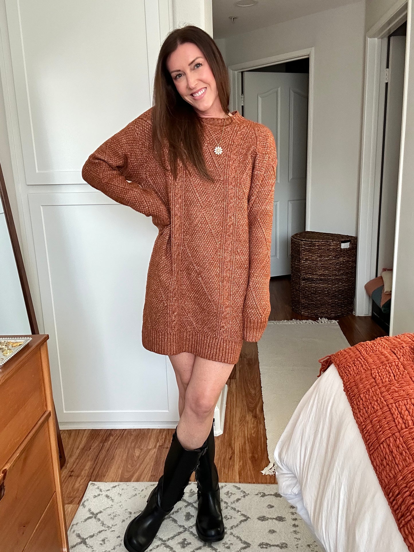 Cable Knit Sweater Dress (2 Colors)