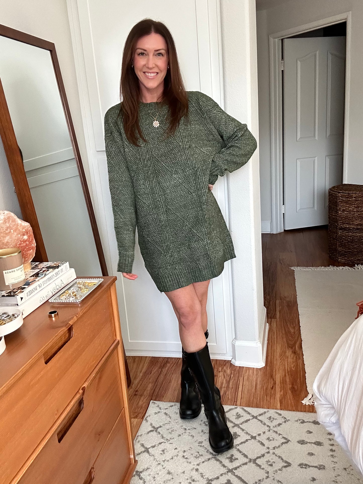 Cable Knit Sweater Dress (2 Colors)