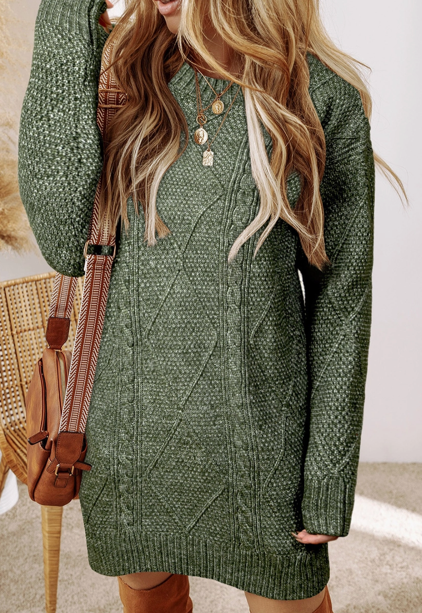 Cable Knit Sweater Dress (2 Colors)