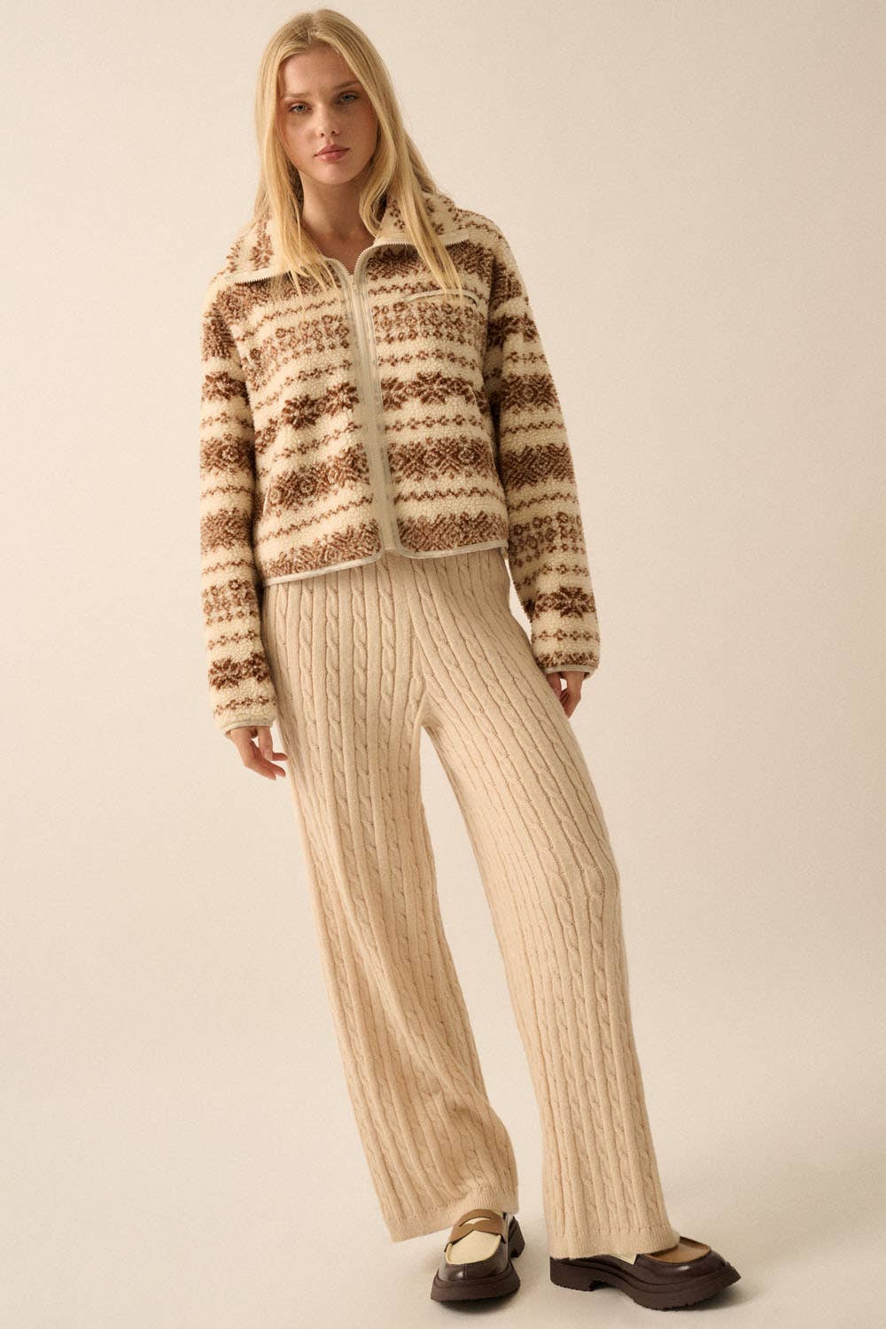 Alpine Print Sherpa Fleece Jacket