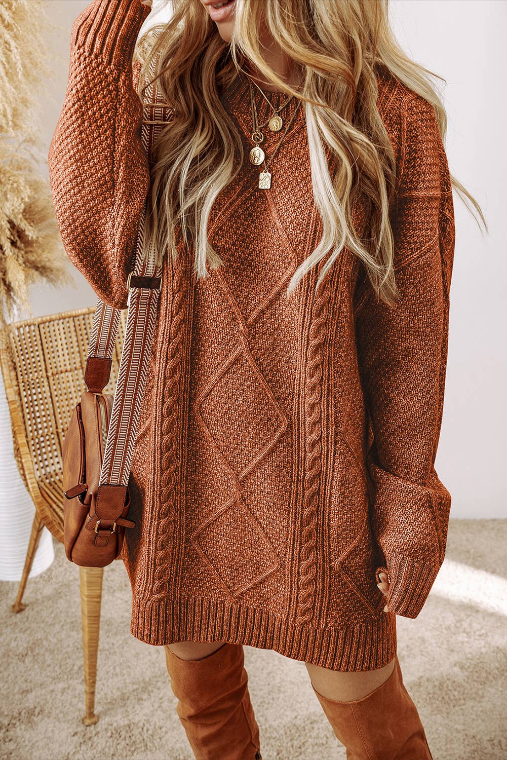 Cable Knit Sweater Dress (2 Colors)