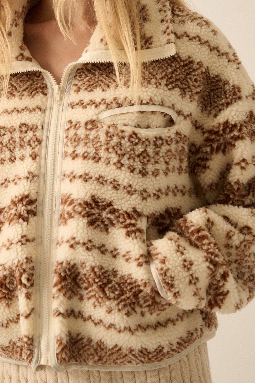 Alpine Print Sherpa Fleece Jacket