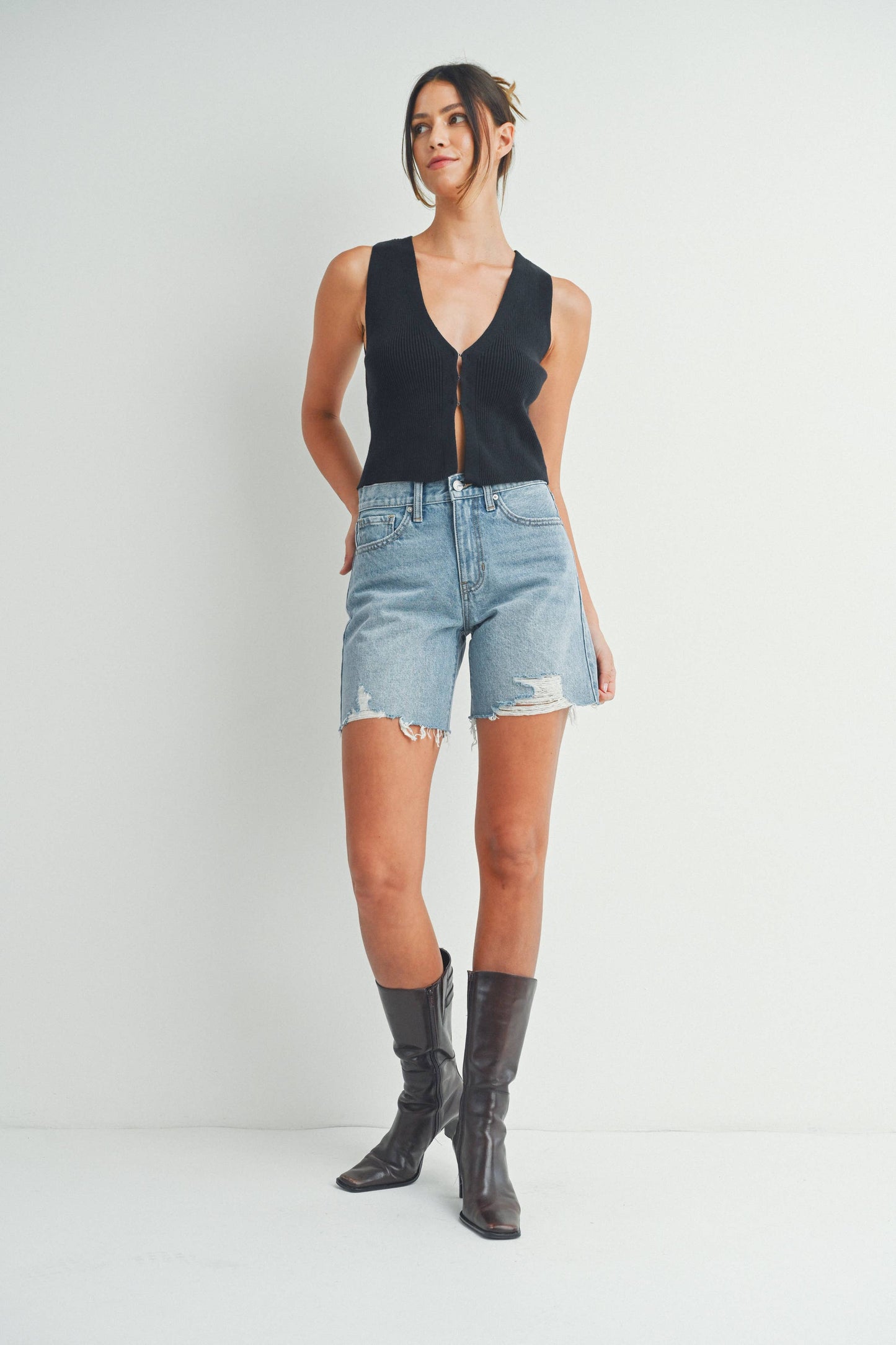 Lightly Distressed Mid-Length Short