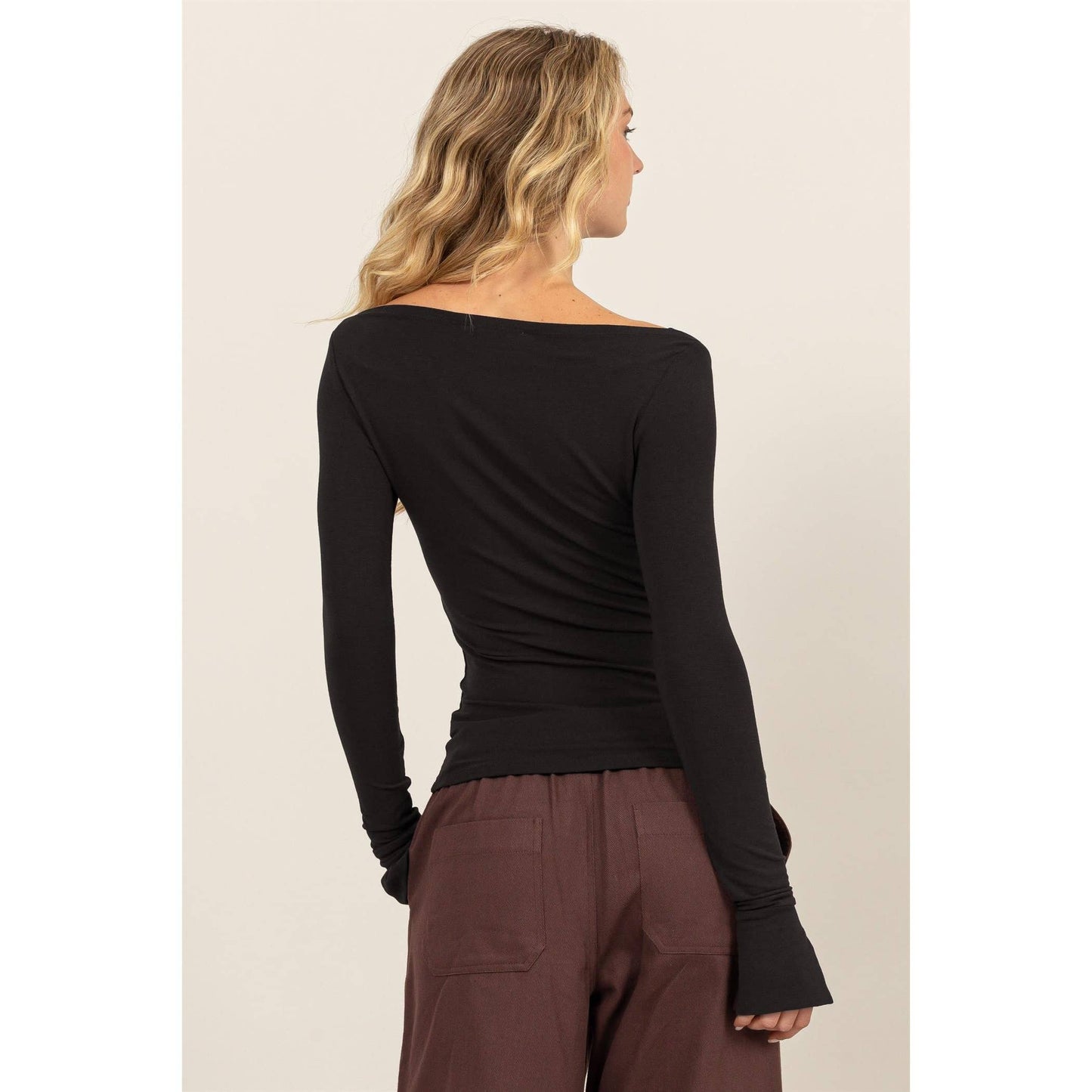 Boat Neck Long Sleeve Top (2 Colors)