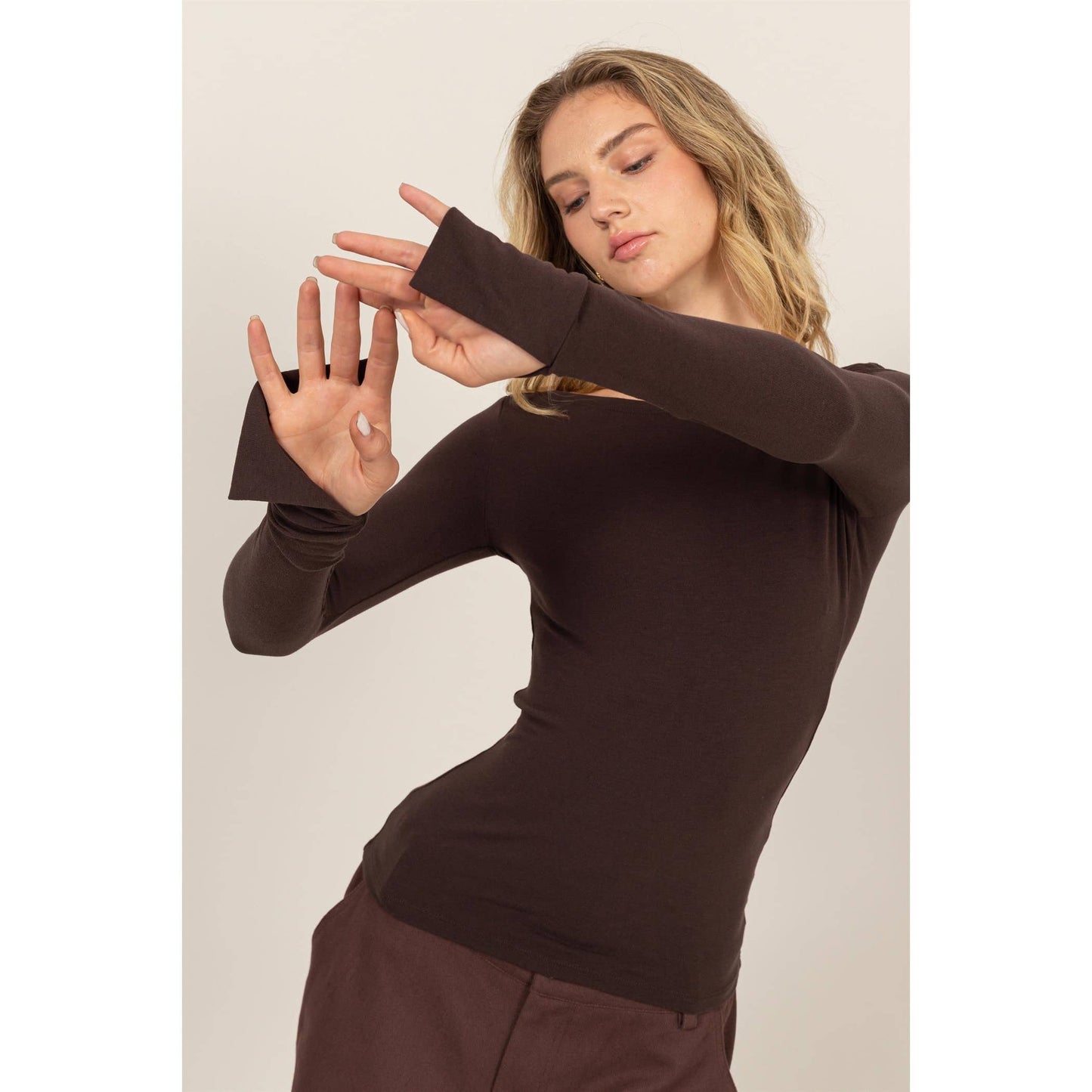 Boat Neck Long Sleeve Top (2 Colors)