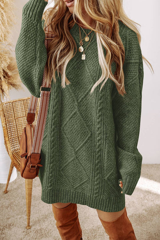 Cable Knit Sweater Dress (2 Colors)