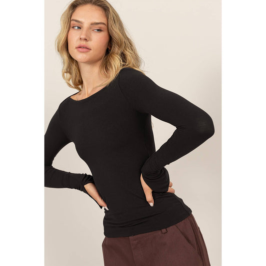 Boat Neck Long Sleeve Top (2 Colors)